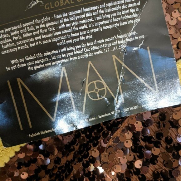 Iman Global Chic Brown Yellow Sequined Medium - Picture 6 of 9